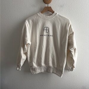 Anine Bing White Logo Sweatshirt